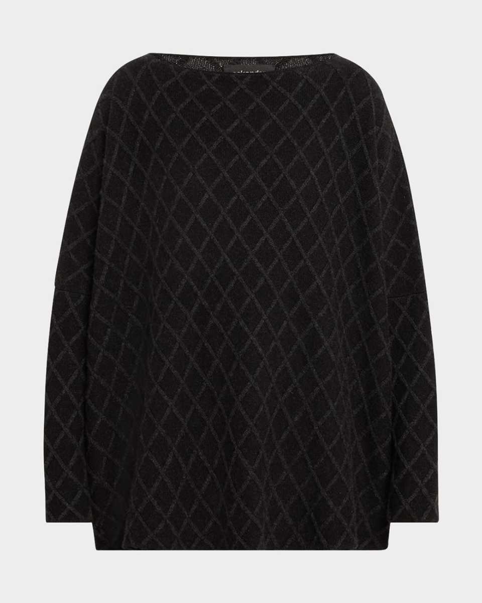 Diamond Fine-Gauge Knit Cashmere Sweater (Mid Plus Length)